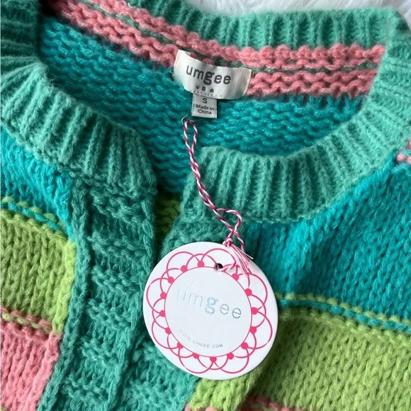 🆕 Umgee Women's Color Block Pom Pom Cardigan Sweater Multicolor Size S - Picture 3 of 6